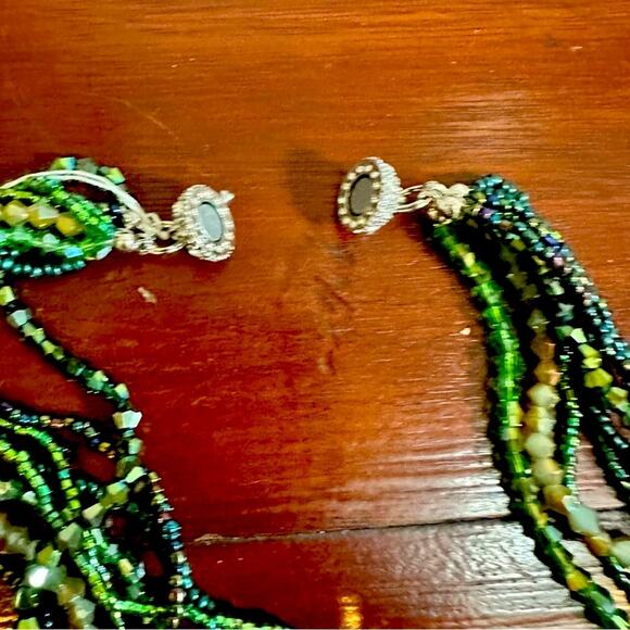 Park Lane NWT Ivy Emerald Green Beaded Necklace Magnetic Ball CZ Crystal clasp - Picture 4 of 11
